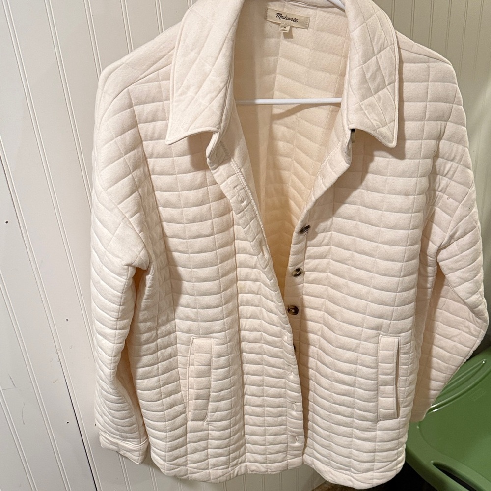 Madewell Ivory Quilted Shacket